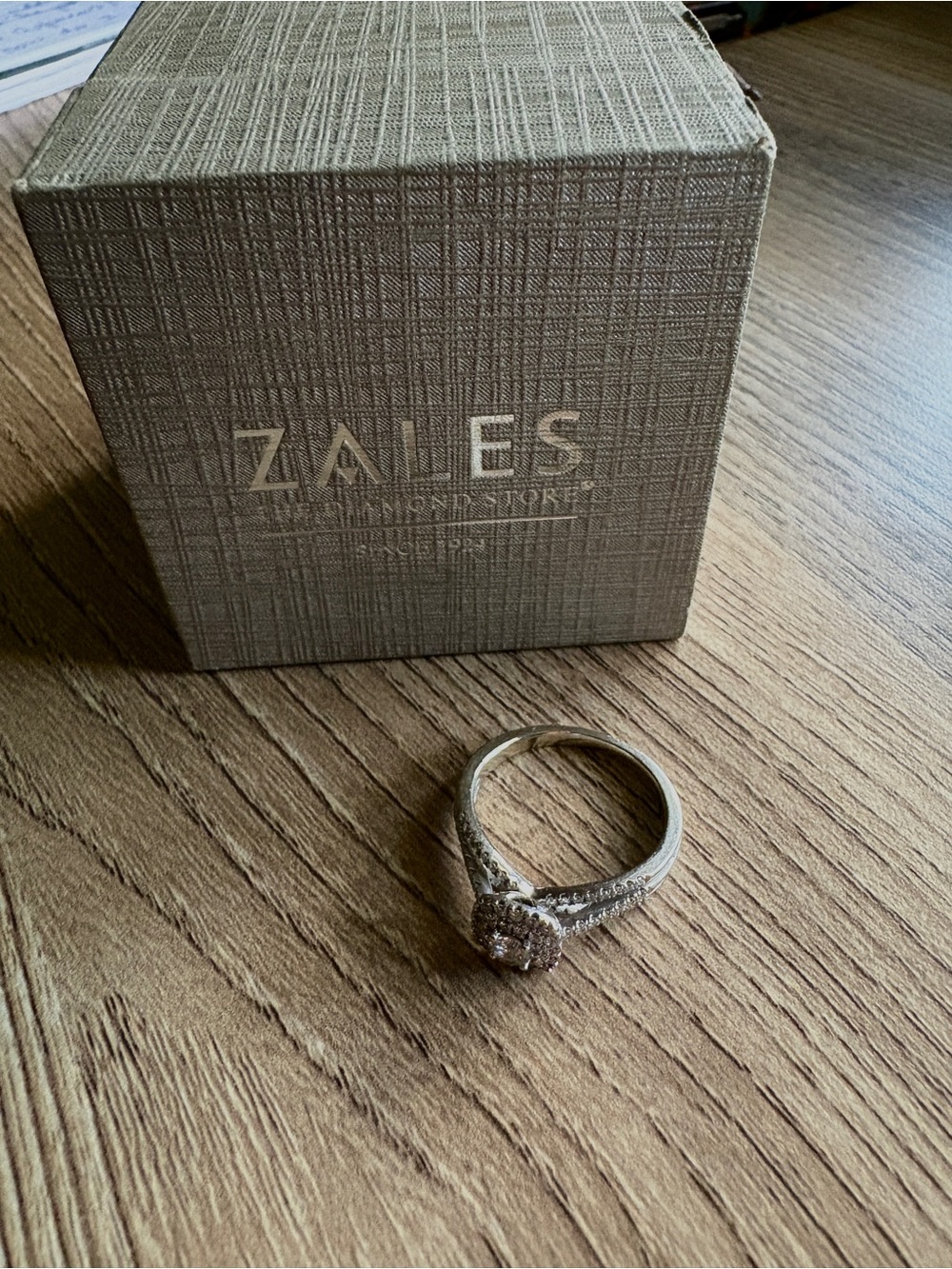 Zales Sterling Silver Double-Band Halo Ring with Clear Stones - Silver - Picture 2 of 4